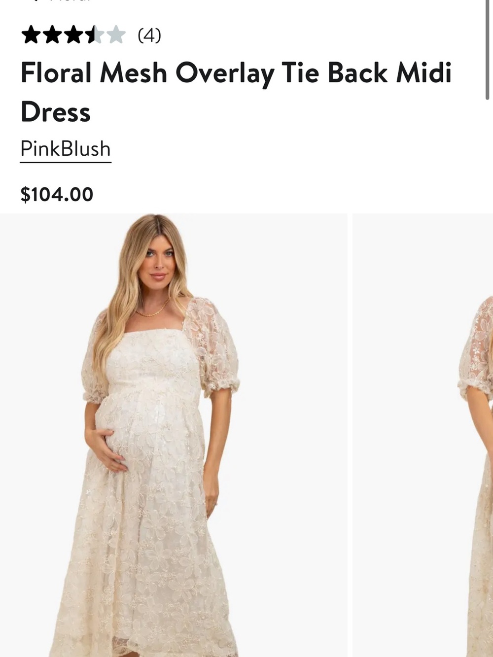 Pinkblush Ivory Floral Mesh Tie-Back Midi Dress